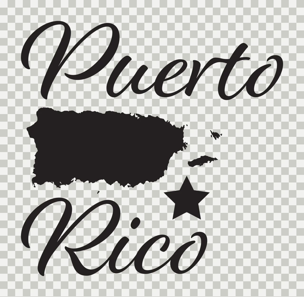 Puerto Rico Island Map Shape stenciled star silhouette graphic transparency and detail preview thumbnail