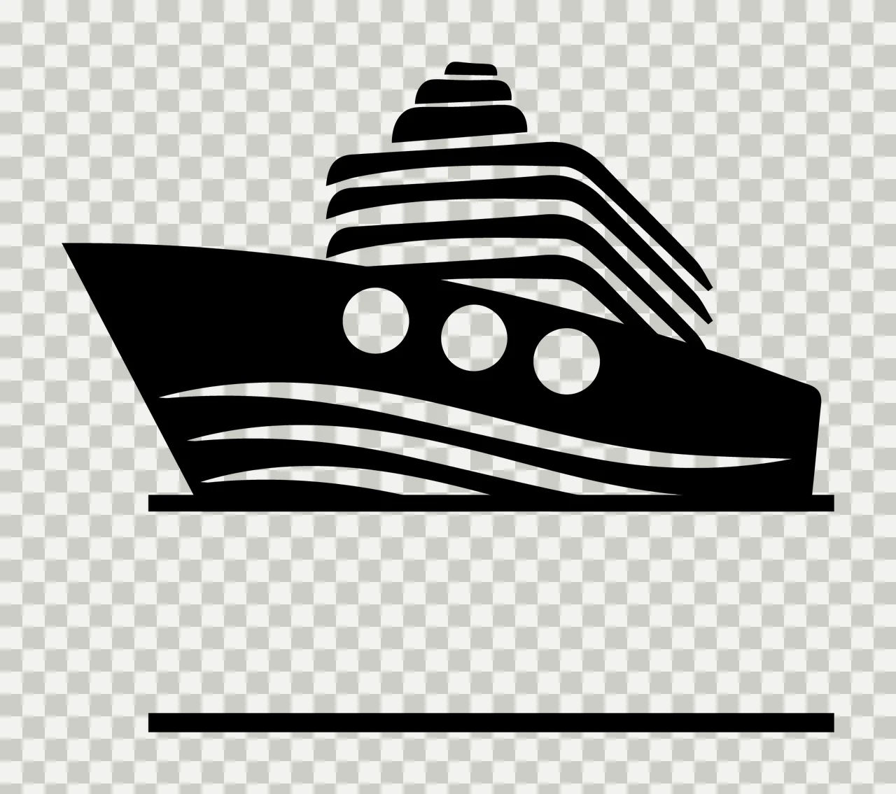 Cruise Ship Floating With Vessel And Silhouette transparency and detail preview thumbnail