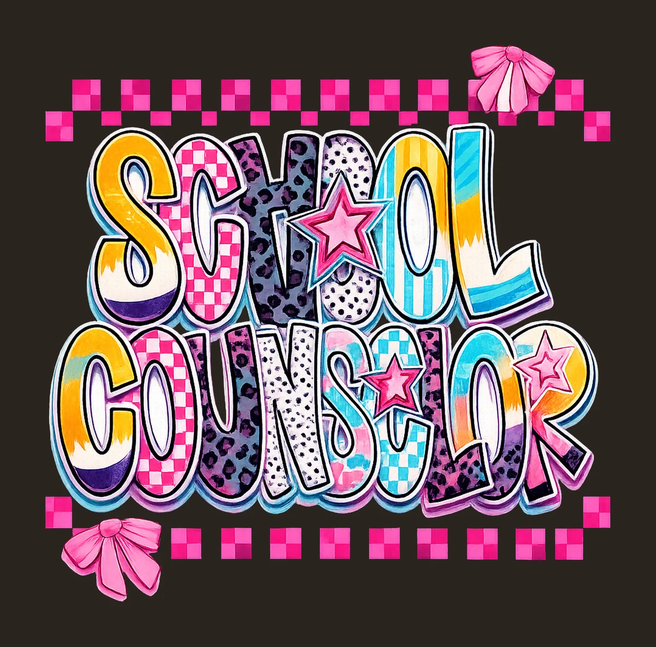 Preppy School Counselor Pencil Coquette Design Pink contrast preview thumbnail
