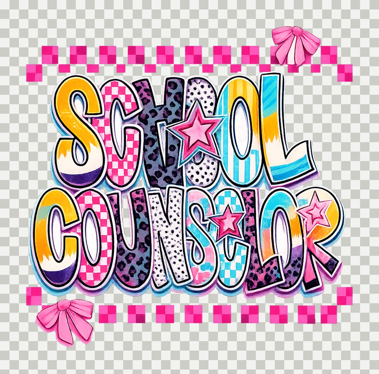 Preppy School Counselor Pencil Coquette Design Pink transparency and detail preview thumbnail