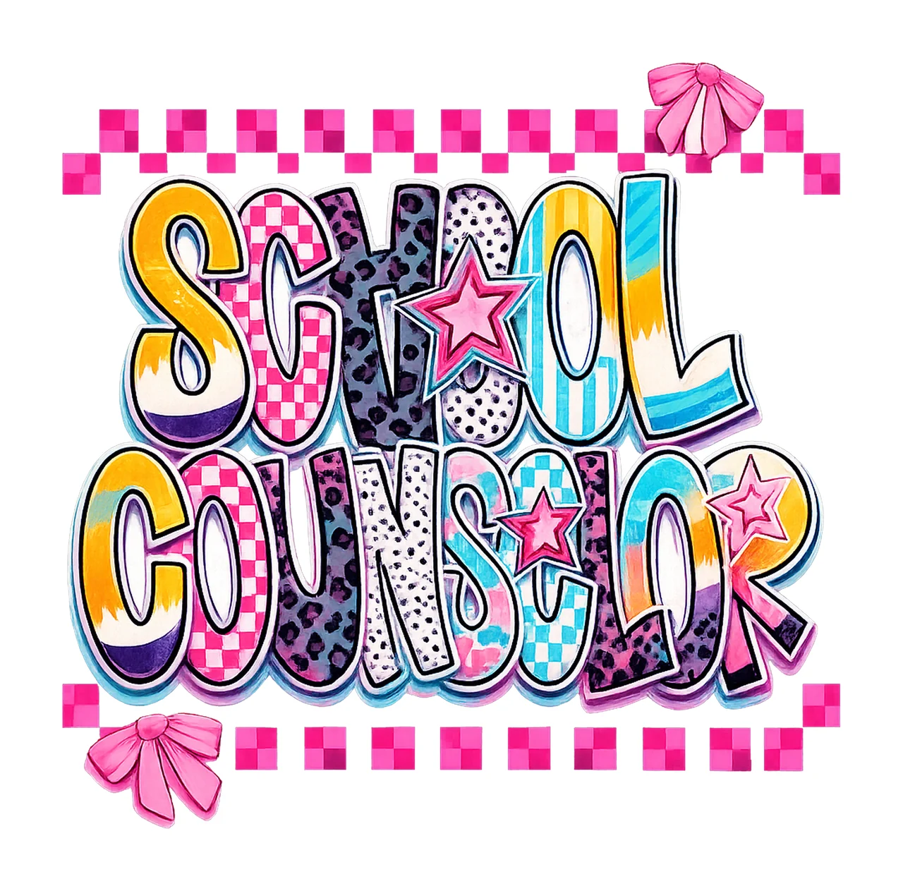 Preppy School Counselor Pencil Coquette Design Pink