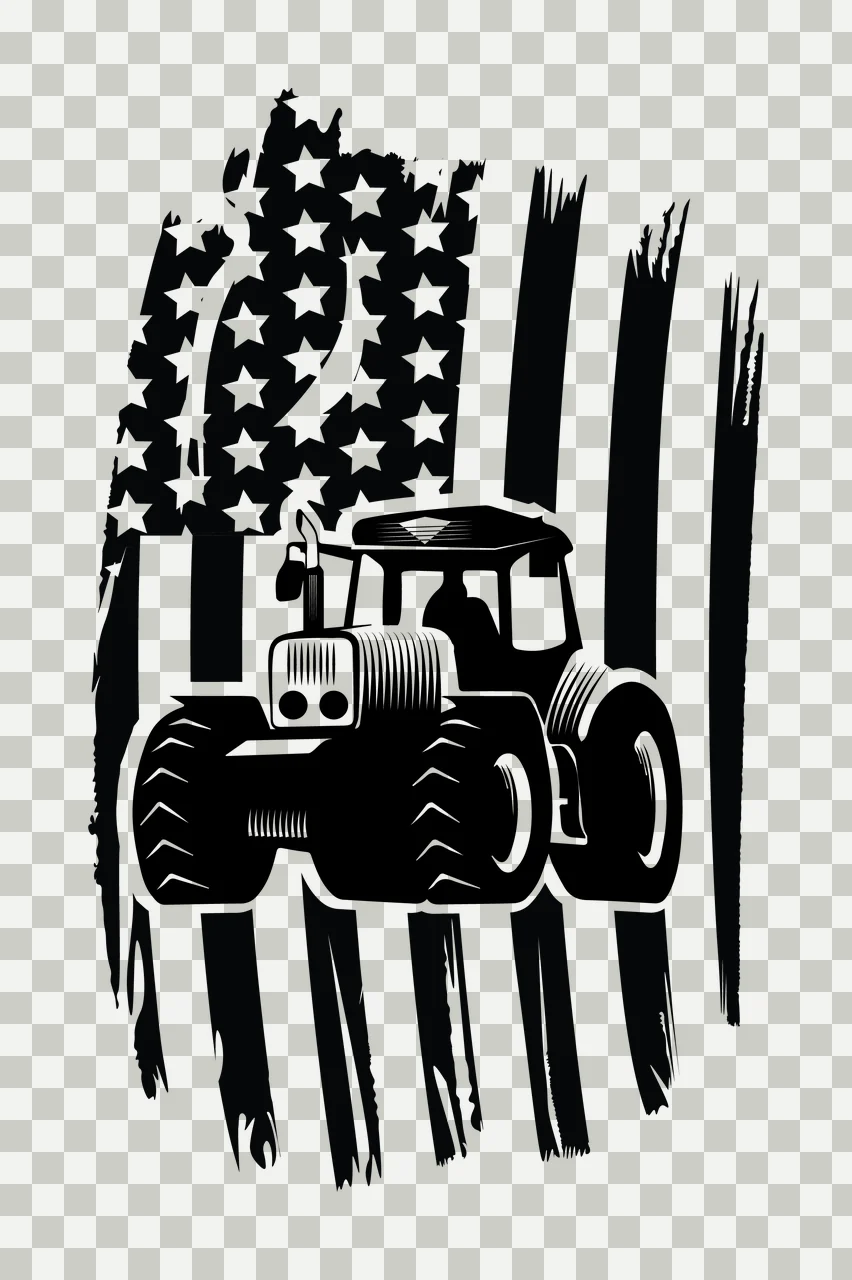 Tractor Over American Flag Pattern stationary stars stripes transparency and detail preview thumbnail