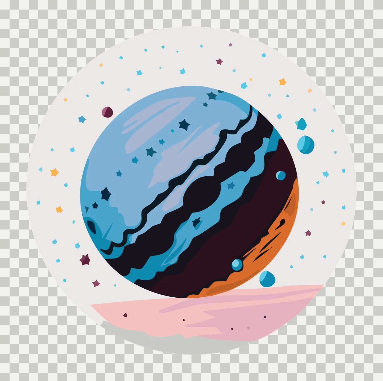 Space Sphere And Surface Within Black Circle line drawing white transparency and detail preview thumbnail