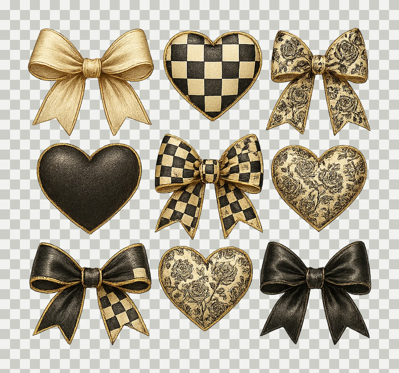 Coquette Valentine Checkered Bow Black Heart Sublimation transparency and detail preview thumbnail