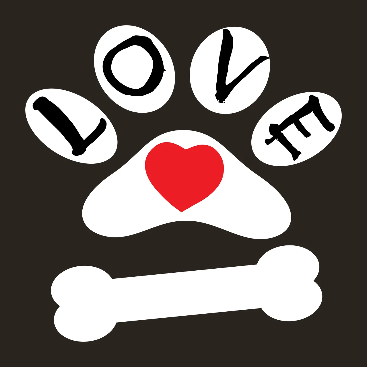 LOVE Typography Design with black hand-drawn letters L O V E and red heart in white contrast preview thumbnail
