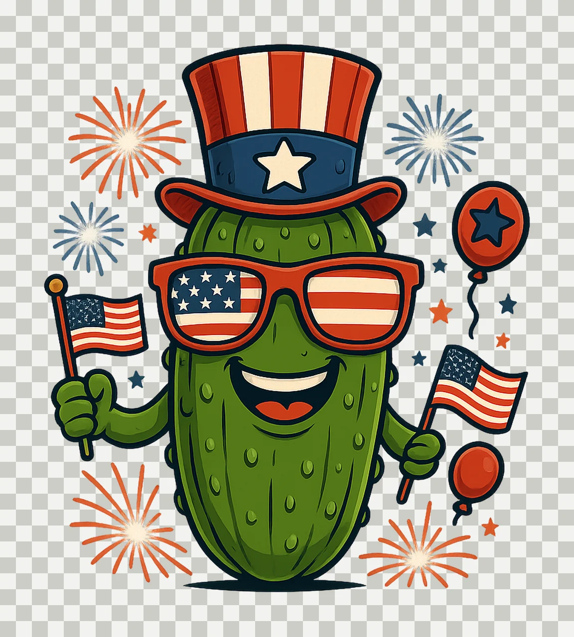 Pickle Costume with America Sunglasses Funny Pickle Lovers transparency and detail preview thumbnail