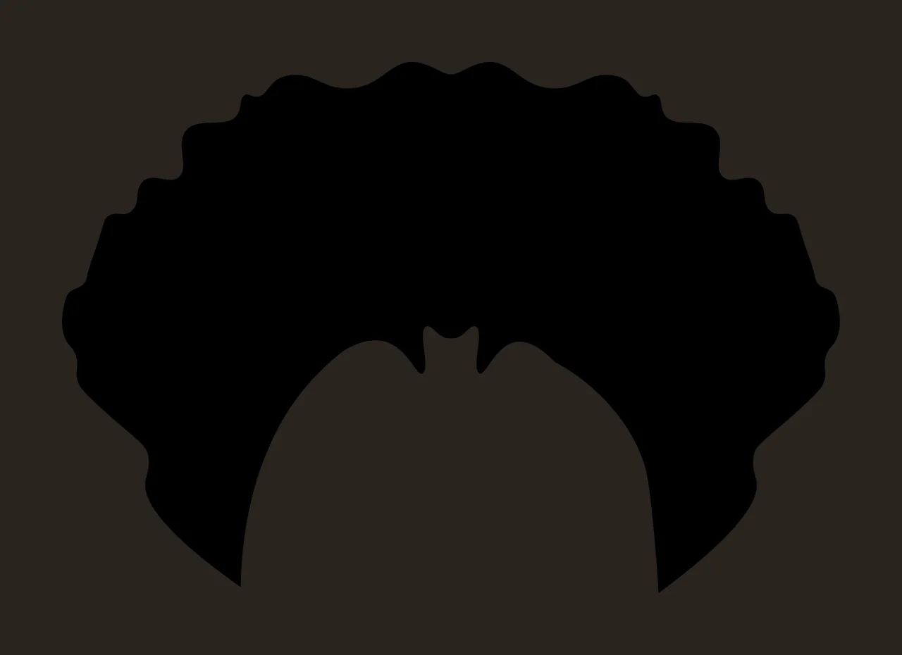 Black Silhouette Of A Round Wavy Edged Hairdo hair curved white contrast preview thumbnail