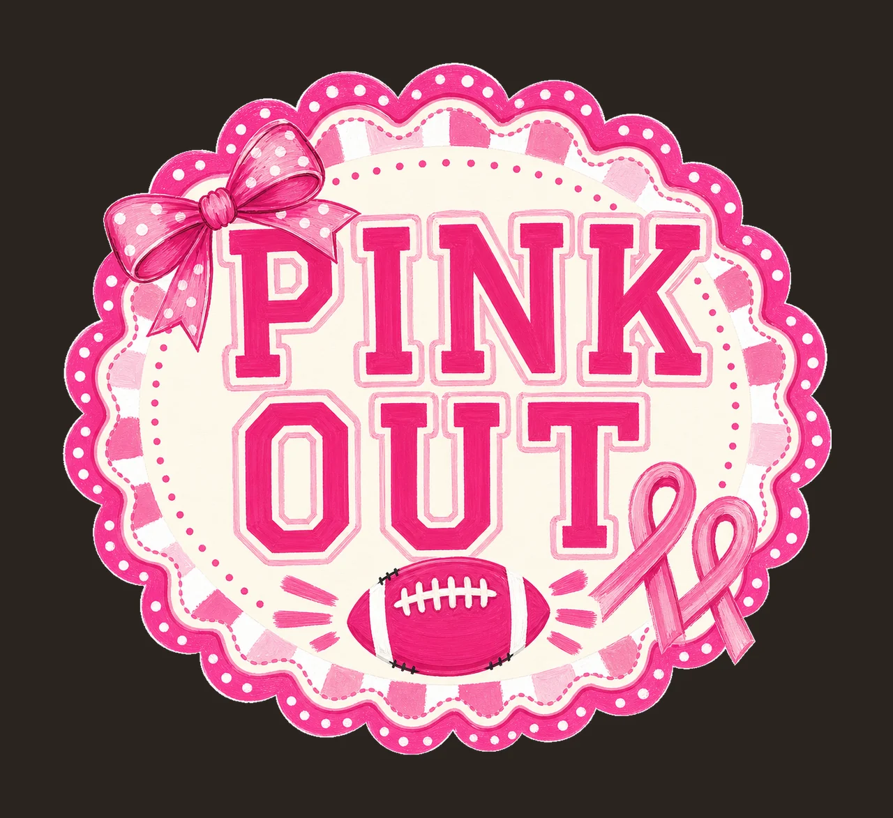 Comfort Colors Preppy Football Pink Out Shirt Coquette bundle 01 contrast preview thumbnail