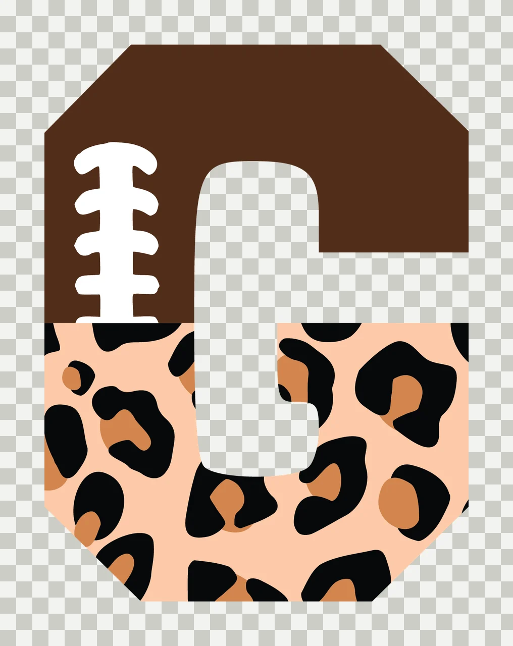 Football Font Half Leopard Character 31 american gridiron touchdown transparency and detail preview thumbnail