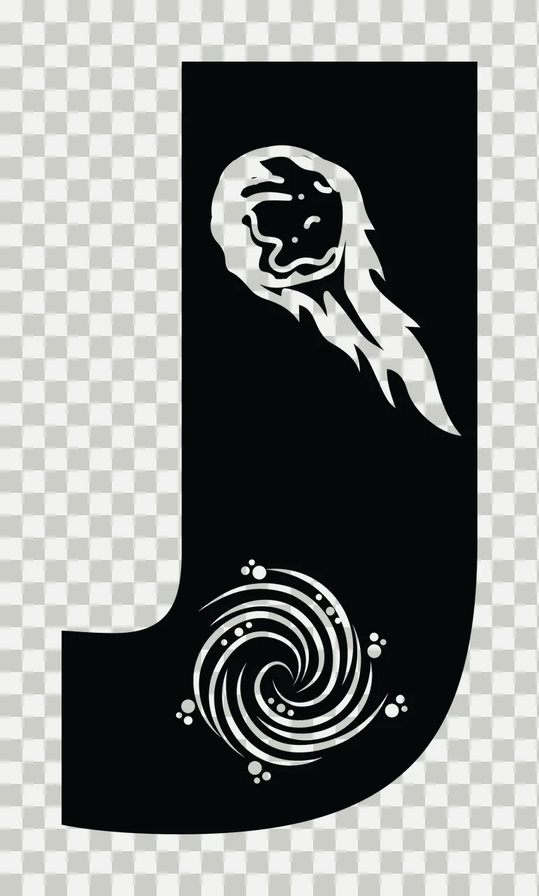 Space J Letter With Comet And Spiral Galaxy transparency and detail preview thumbnail