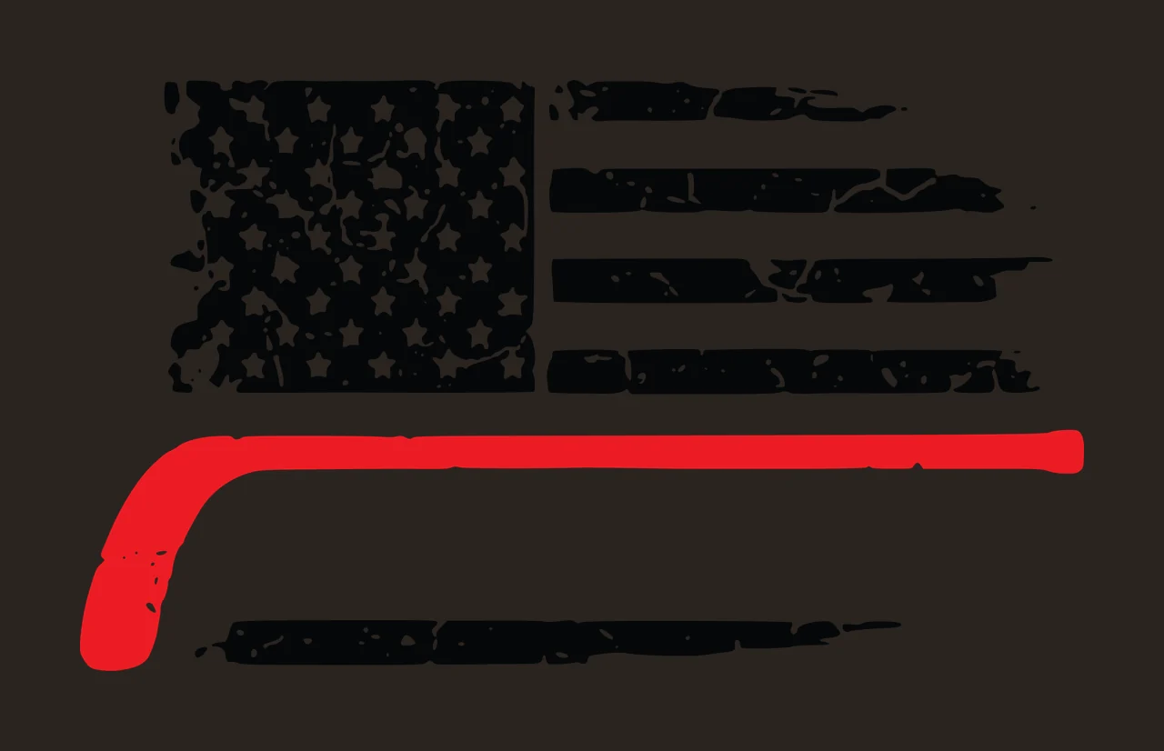 Hockey Flag Distressed Graphic With Horizontal Stick and stars contrast preview thumbnail