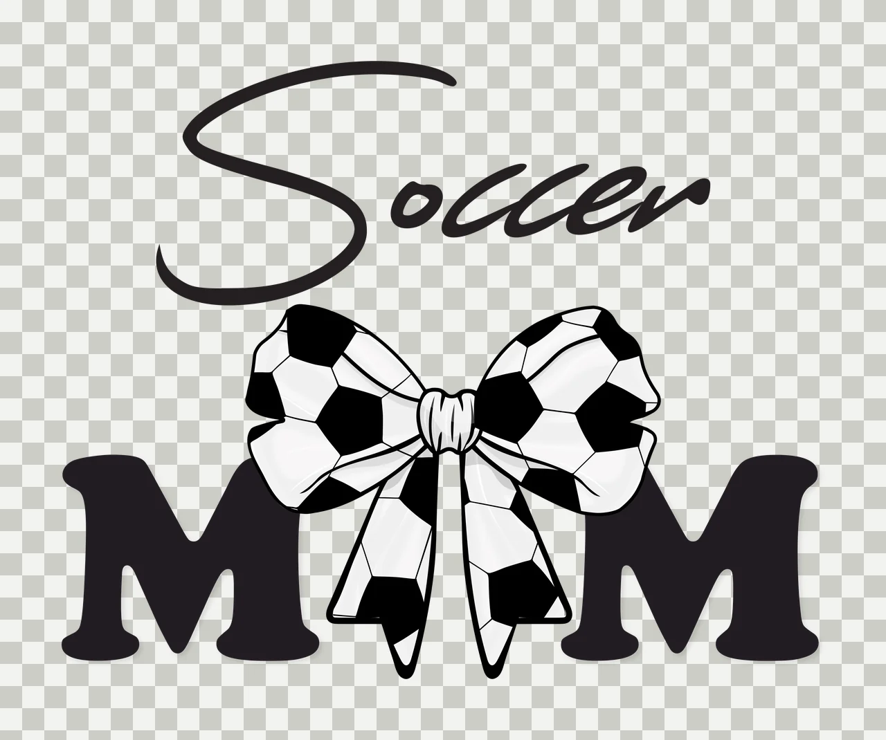 Soccer Mom Graphic With Bow Silhouette decorating black white transparency and detail preview thumbnail