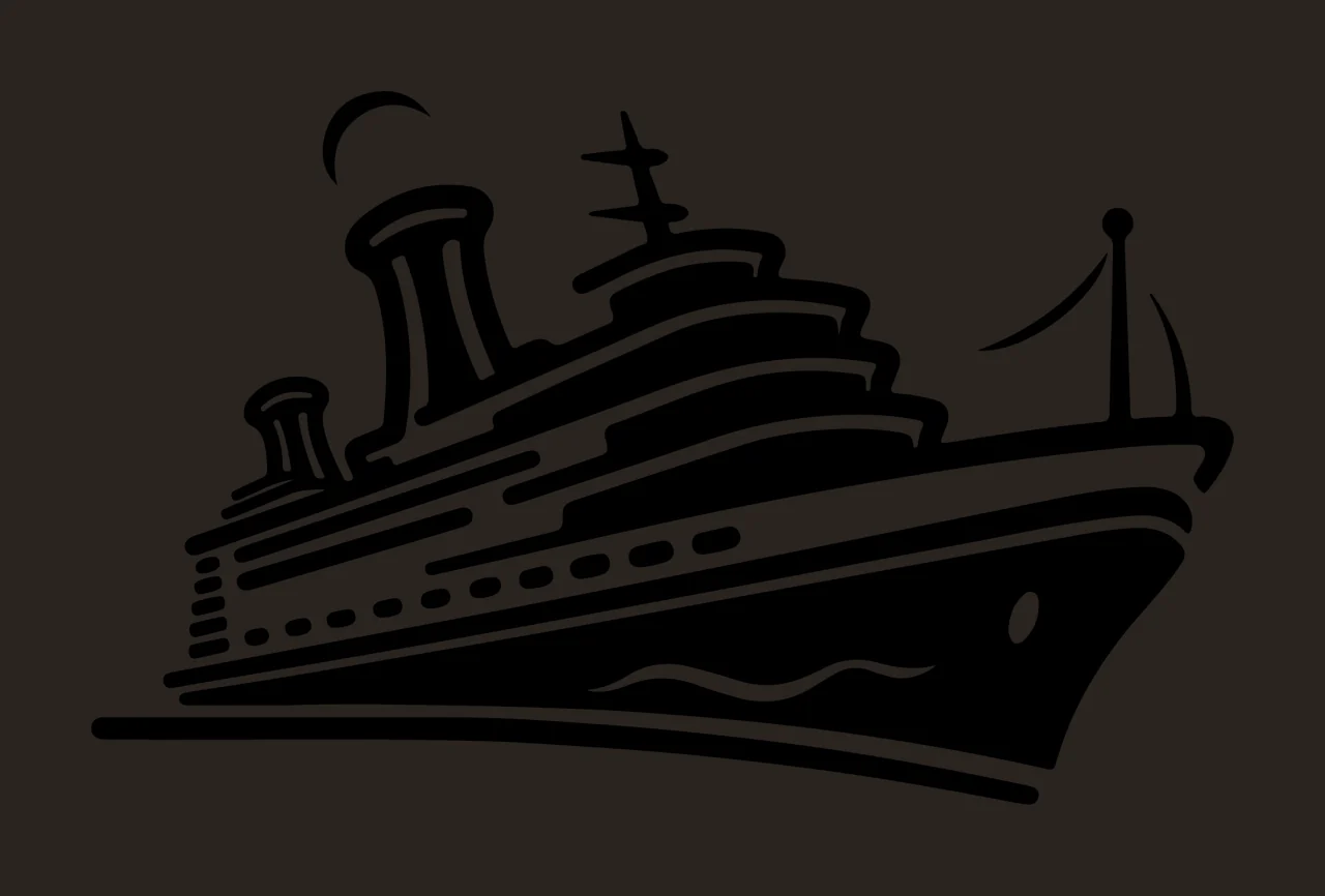 Cruise Ship Silhouette On Water floating black boat transportation contrast preview thumbnail