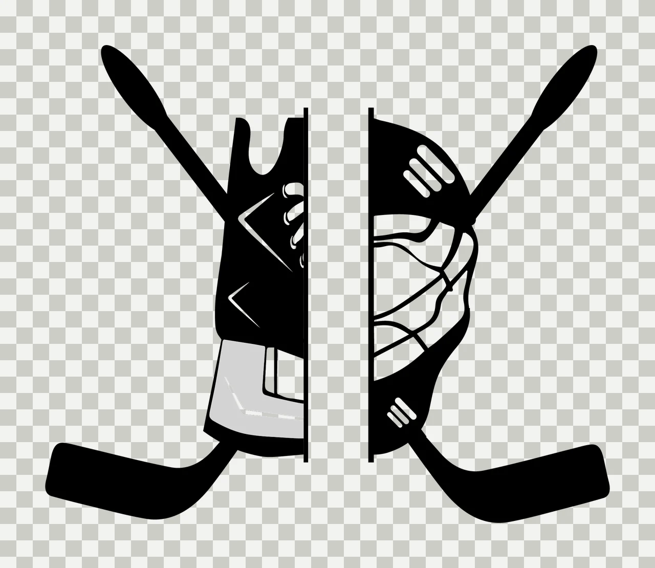 Hockey Gear With Glove And Goalie Mask transparency and detail preview thumbnail