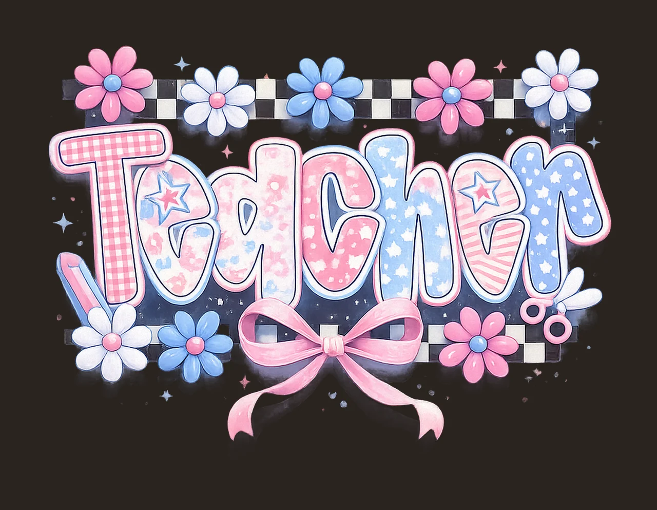 Preppy Teacher Coquette Floral Design Pastel Back to School contrast preview thumbnail