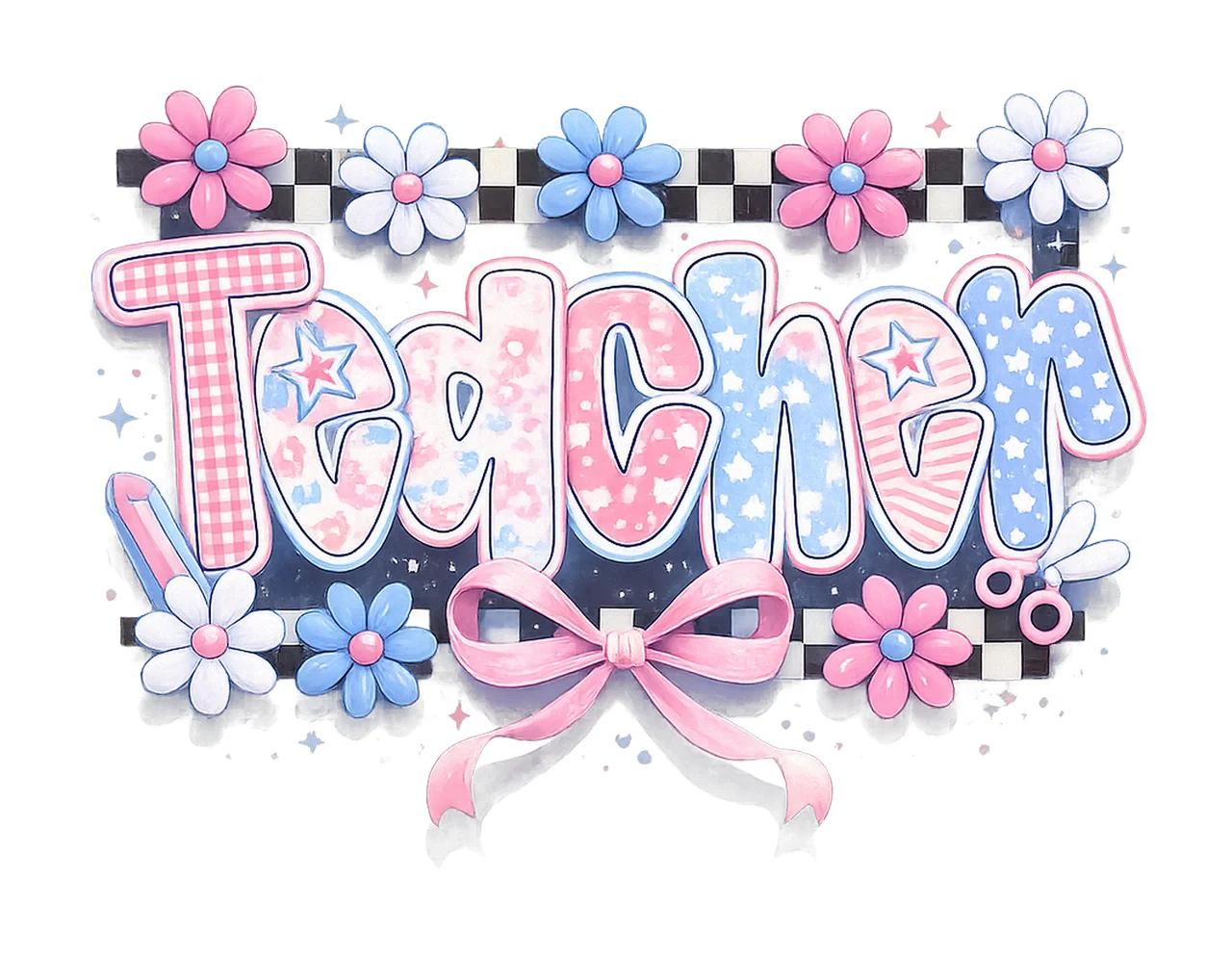 Preppy Teacher Coquette Floral Design Pastel Back to School