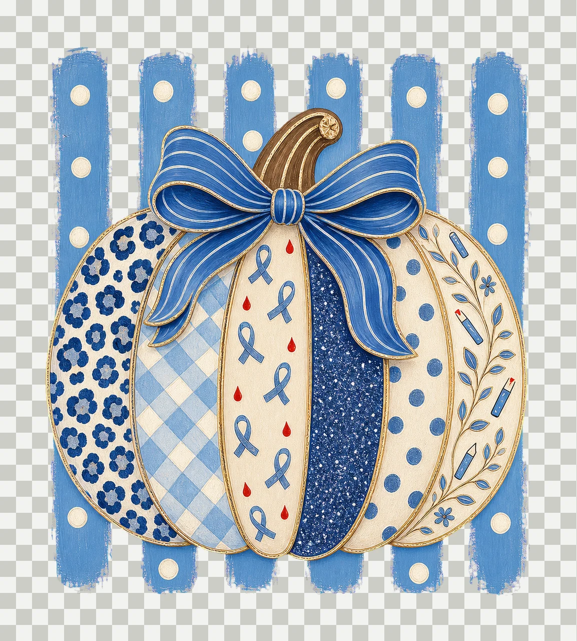 Diabetes Awareness Pumpkin Blue Coquette Variation D transparency and detail preview thumbnail