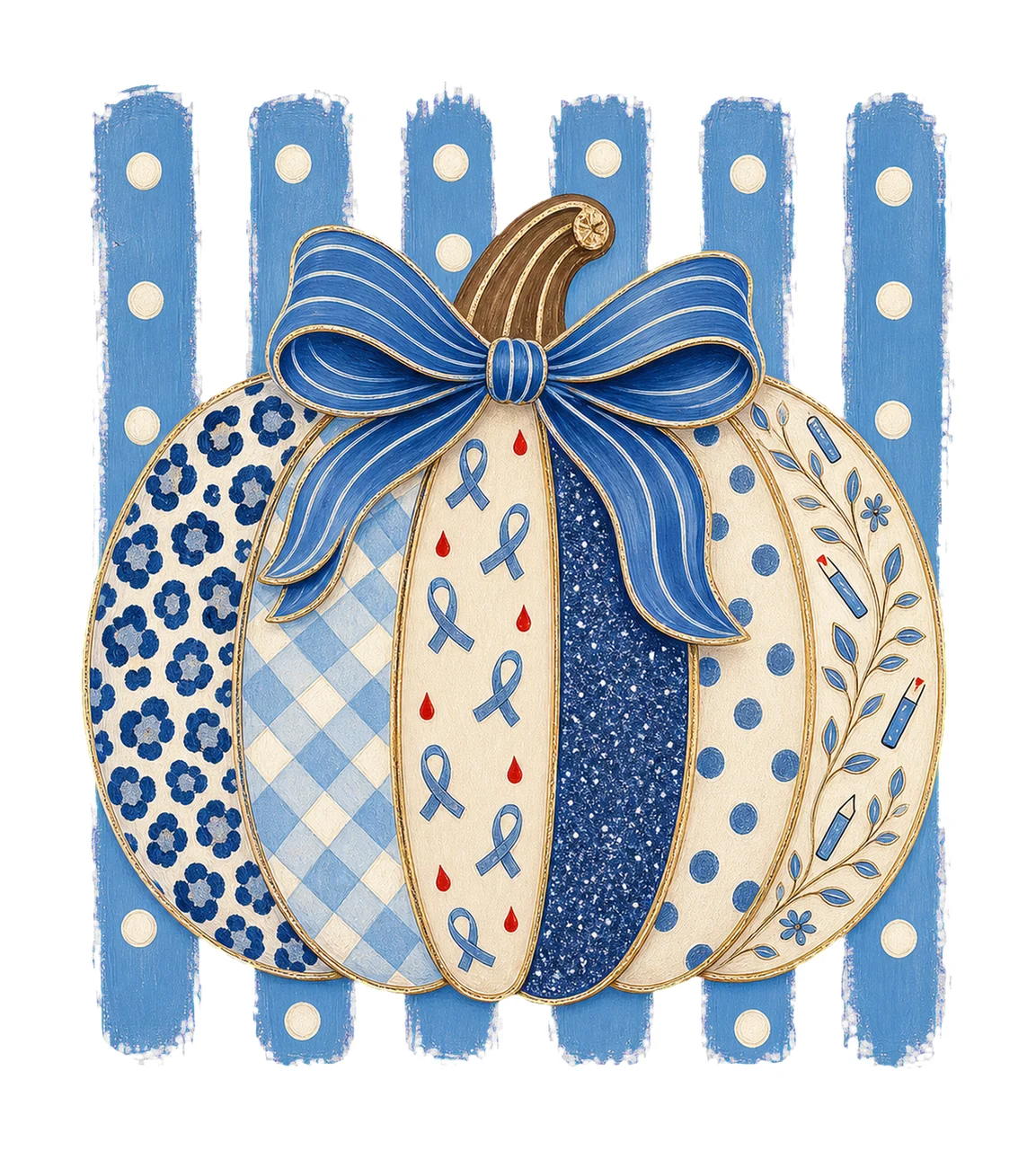 Diabetes Awareness Pumpkin Blue Coquette Variation D