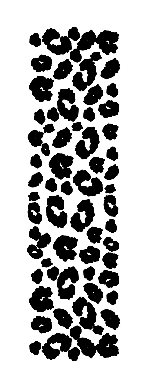 Silhouette Design of leopard print pattern with leopard spots, cheetah rosettes, animal print and black silhouettes in white