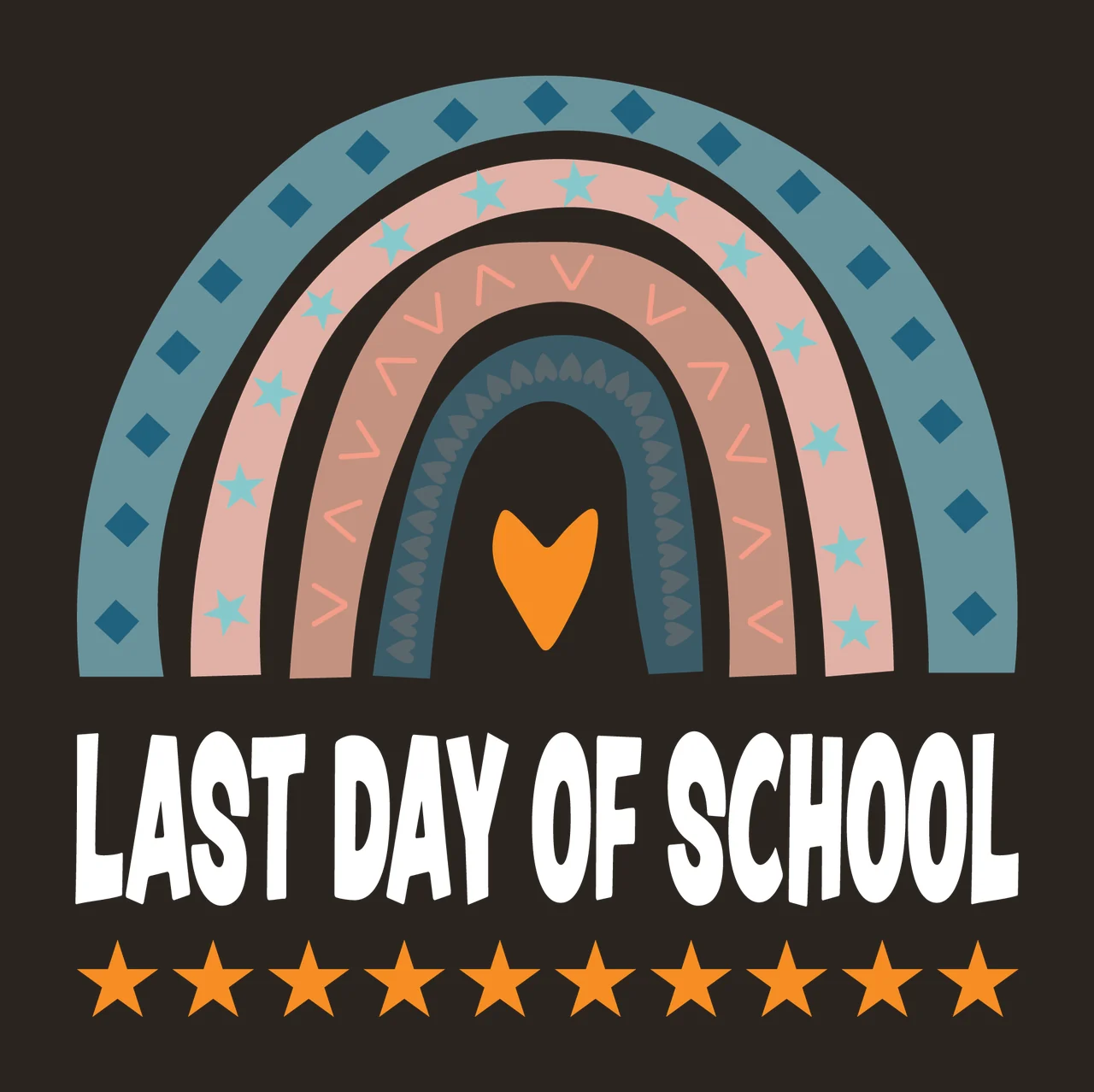 Last Day Of School Rainbow Stars decorating heart silhouette contrast preview thumbnail