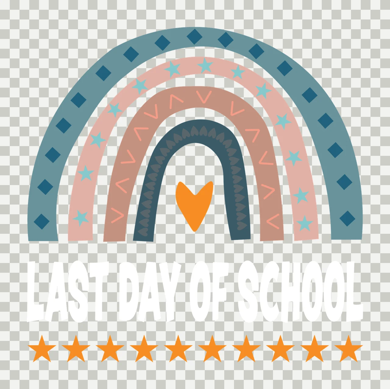 Last Day Of School Rainbow Stars decorating heart silhouette transparency and detail preview thumbnail