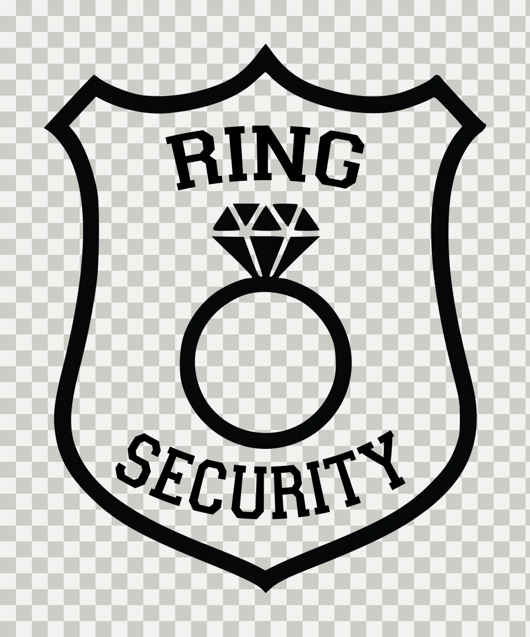 Ring Security Shield Emblem With Icon And Text black white transparency and detail preview thumbnail
