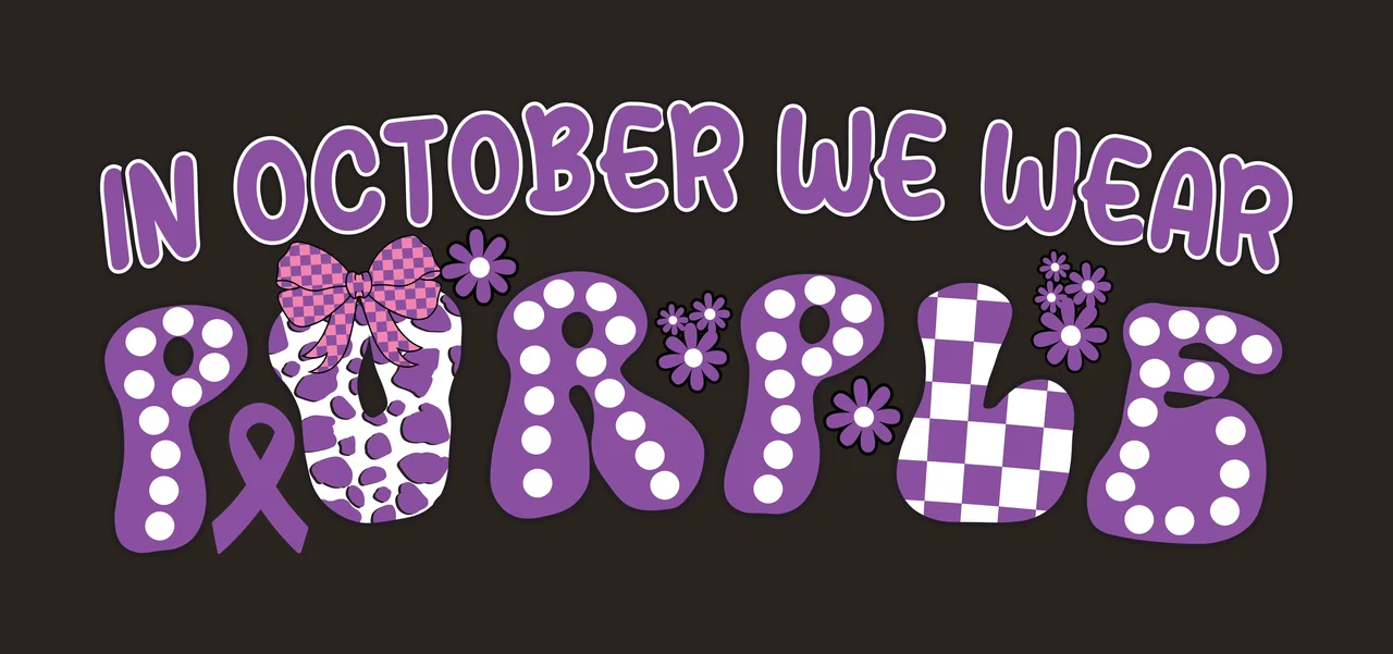 In October We Wear Purple Awareness Graphic displaying ribbon contrast preview thumbnail