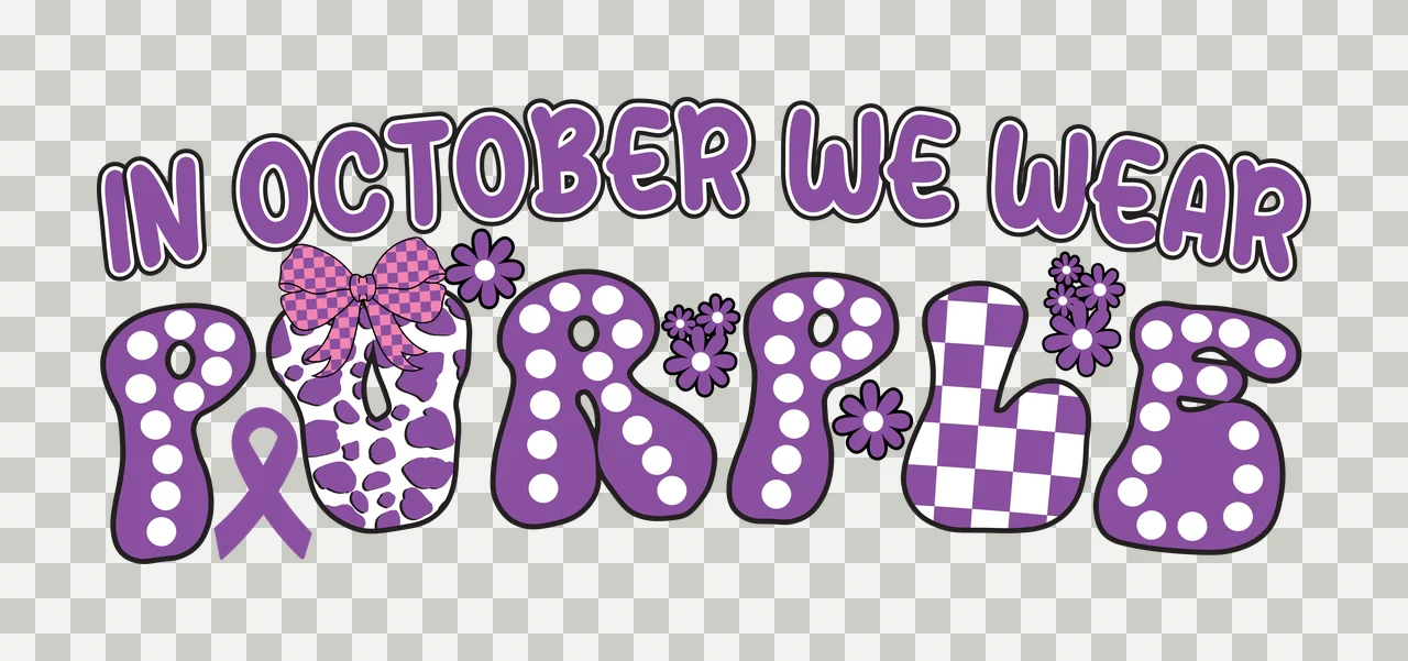 In October We Wear Purple Awareness Graphic displaying ribbon transparency and detail preview thumbnail