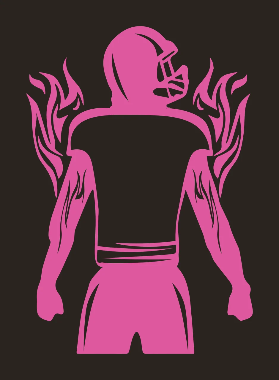 Football Player Silhouette With Flame Accents standing flames contrast preview thumbnail