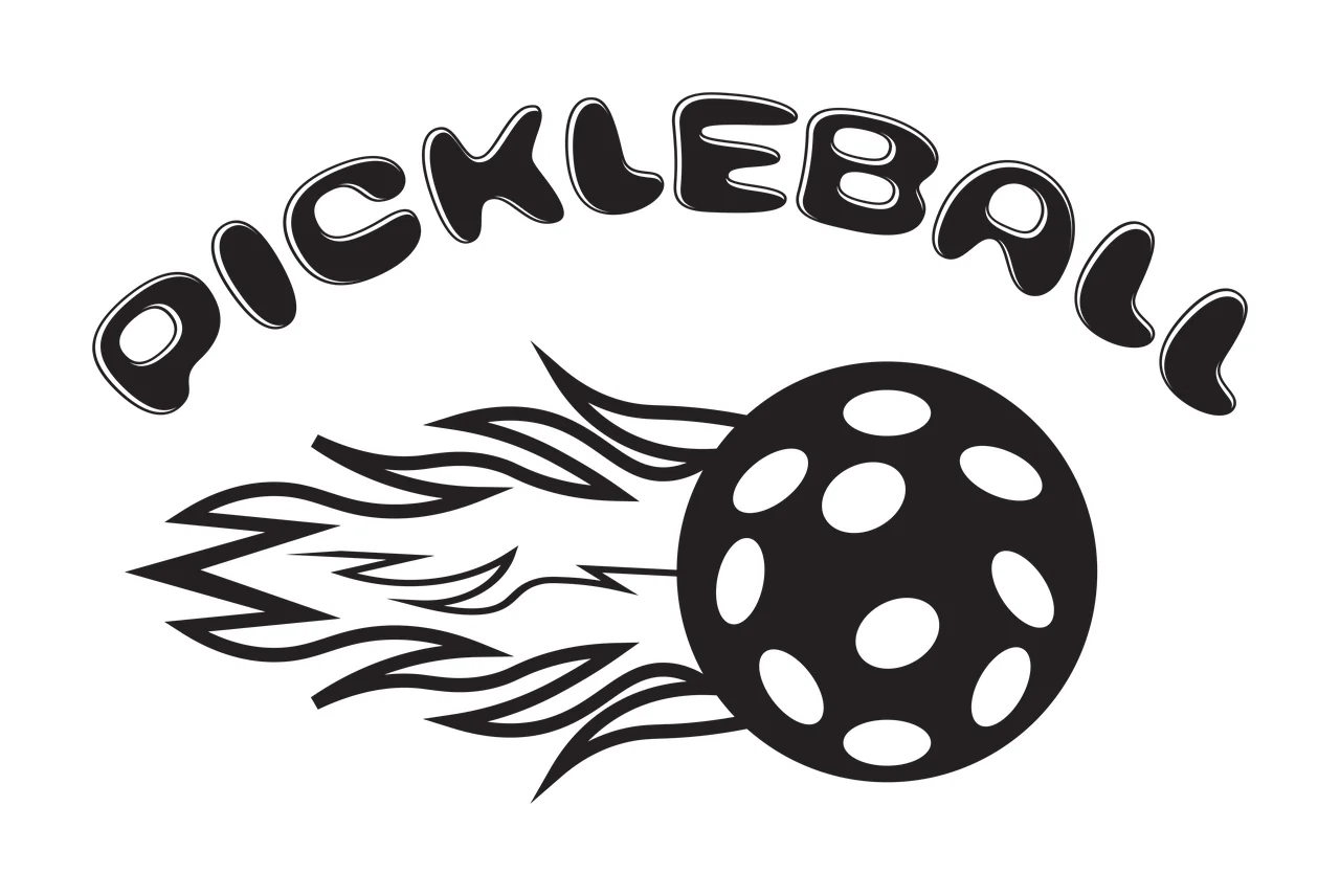 Pickleball Ball With Trailing Flames Silhouette black flame