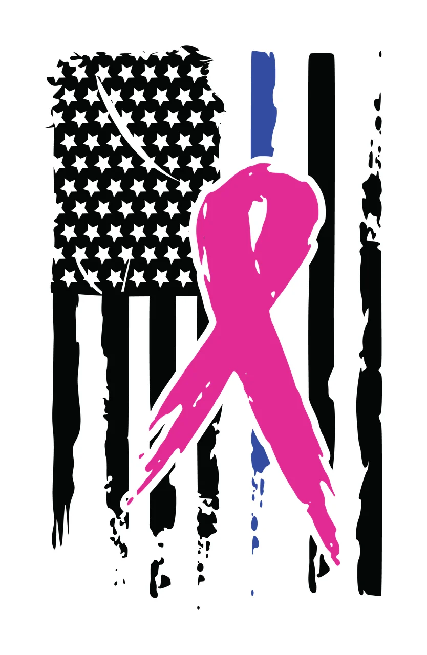 Flag Awareness Ribbon On Distressed American stars stripes