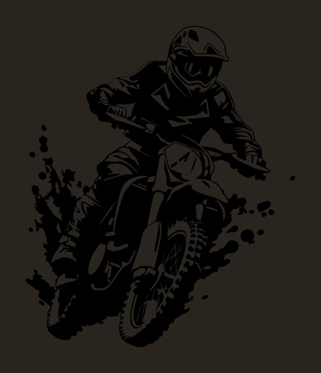 Motorcyclist Riding Off Road Bike motorcycle rider helmet mud splatter contrast preview thumbnail