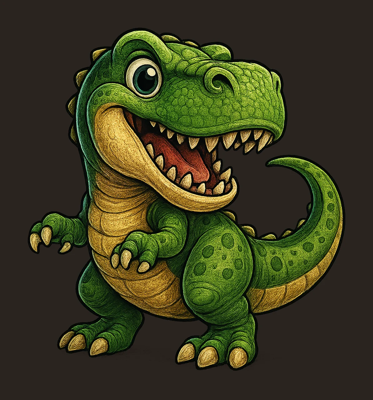 Cartoon Rex Green Dinosaur Sublimation Design Cute Baby contrast preview thumbnail