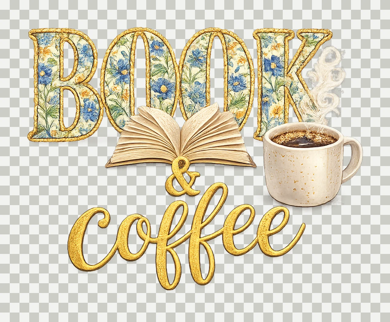 Books and Coffee Floral Valentine Design Cozy Variation B transparency and detail preview thumbnail