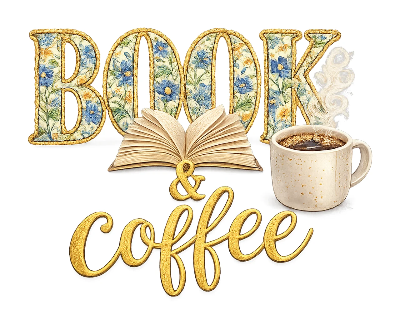 Books and Coffee Floral Valentine Design Cozy Variation B