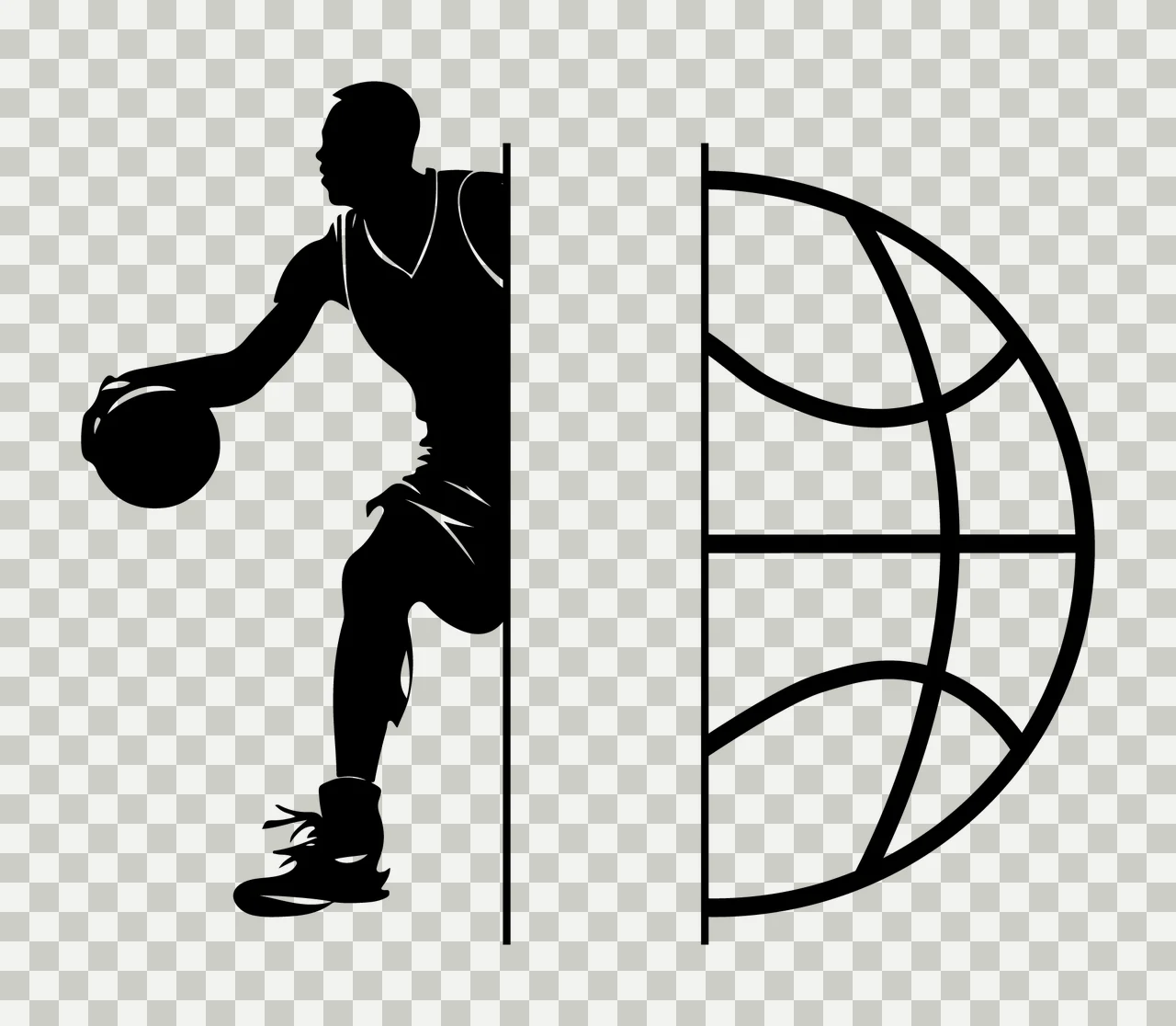 Can Glass Wrap Basketball Player Silhouette Globe Split transparency and detail preview thumbnail