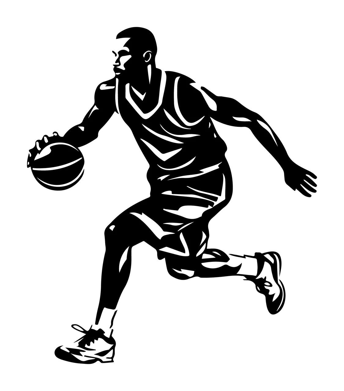 Player Basketball Dribbling Ball jersey shorts silhouette black