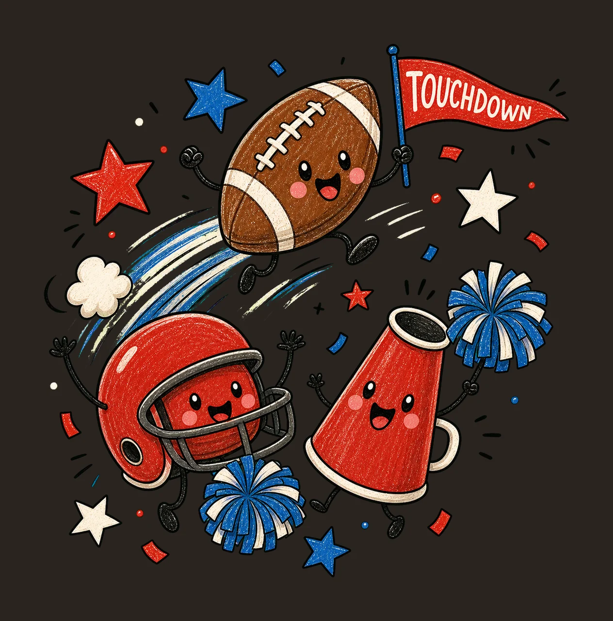 Happy Football Doodles Tailgate Game Day Variation C contrast preview thumbnail