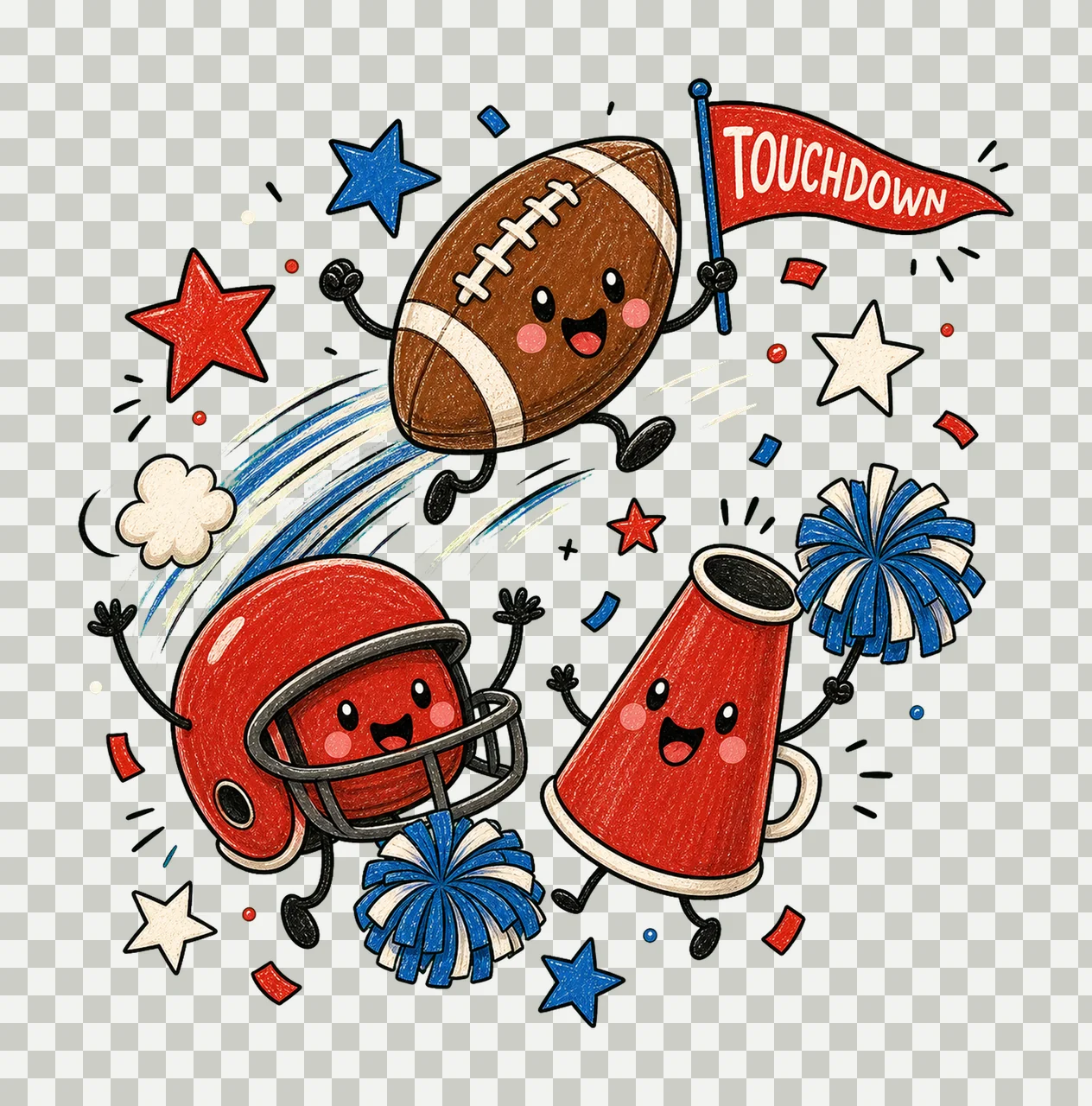 Happy Football Doodles Tailgate Game Day Variation C transparency and detail preview thumbnail