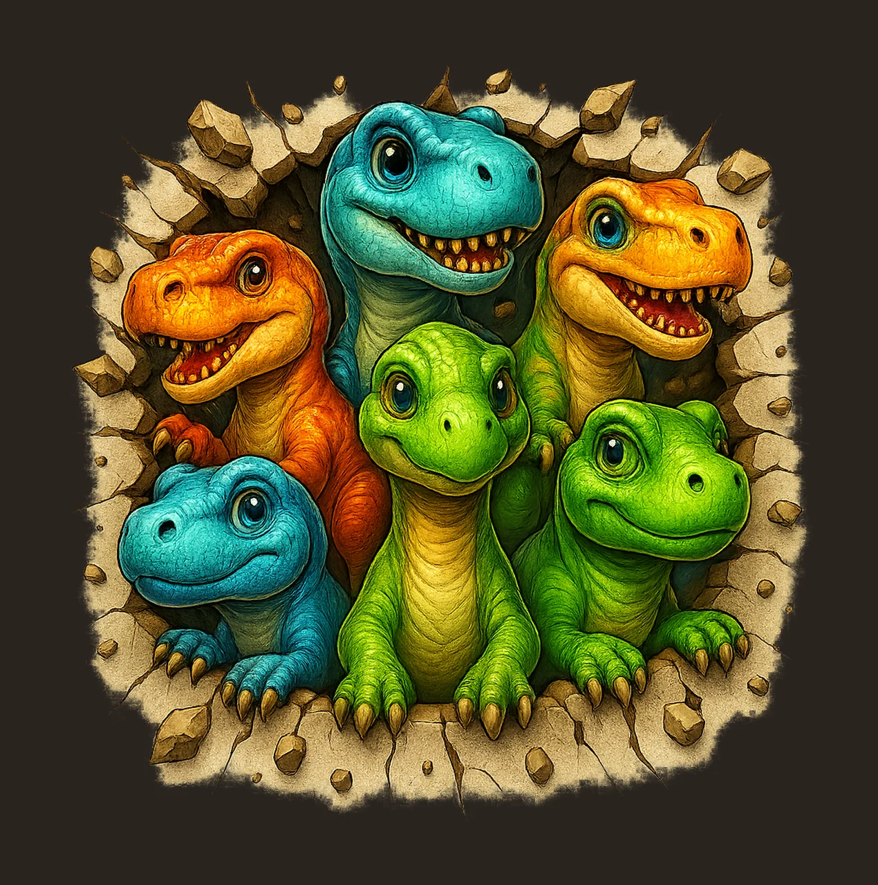 3D Dinosaurs Dinosaur Cute Kids Design Colorful Dino Artwork contrast preview thumbnail