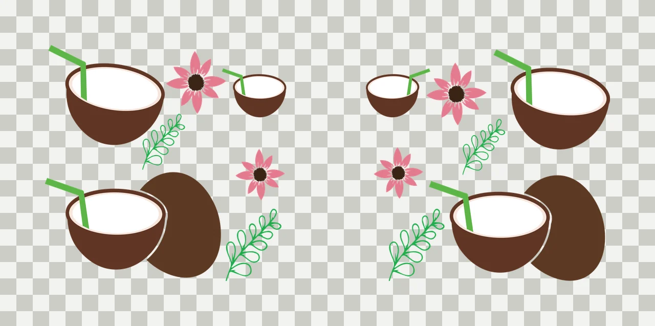 Can Glass Wrap Black Silhouette Coconuts Flowers Foliage and transparency and detail preview thumbnail