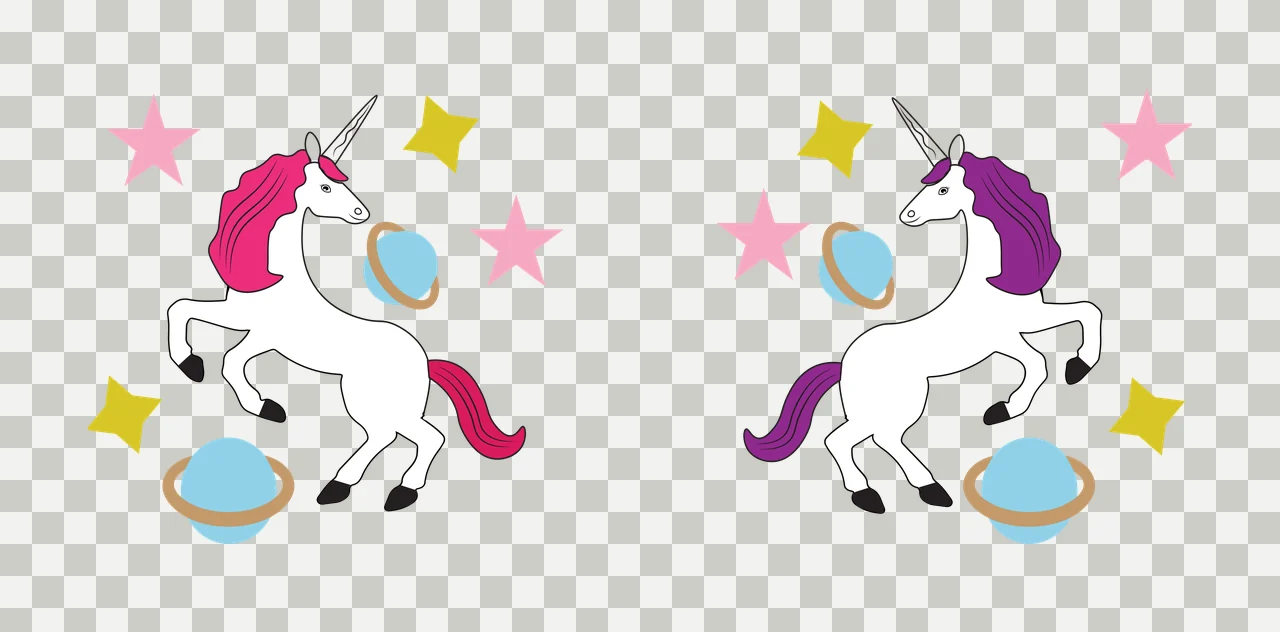 Can Glass Wrap Unicorns And Celestial Orbiting Planets rearing up transparency and detail preview thumbnail