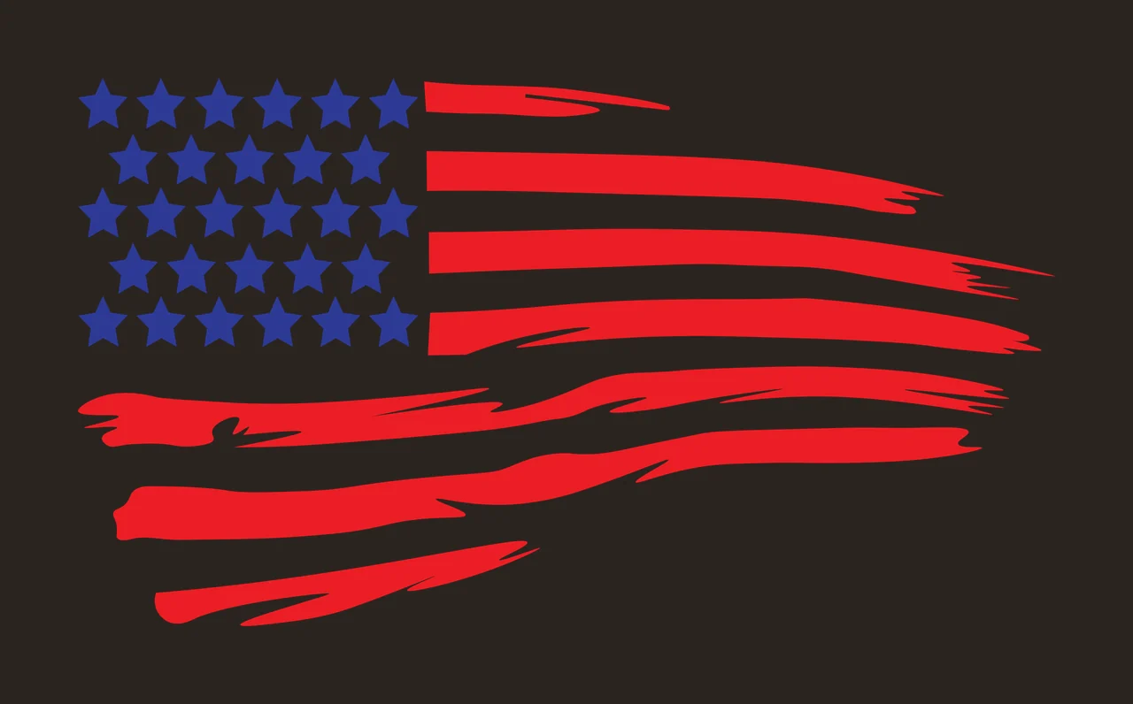 Flag Distressed American Silhouette With Stars And Horizontal strokes contrast preview thumbnail