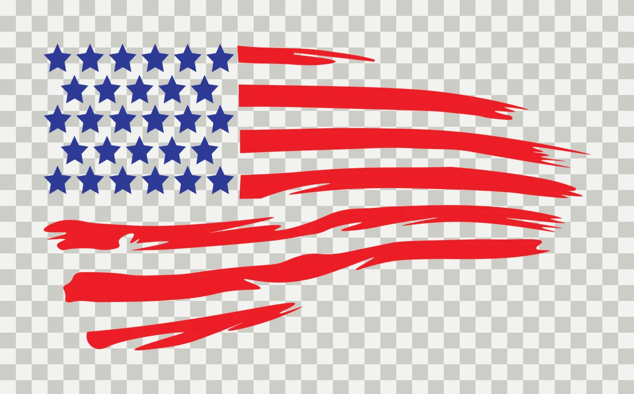 Flag Distressed American Silhouette With Stars And Horizontal strokes transparency and detail preview thumbnail
