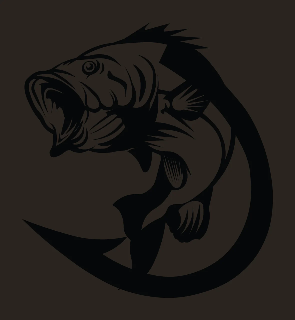 Fish Jumping On Fishing Hook Silhouette black white water wildlife contrast preview thumbnail