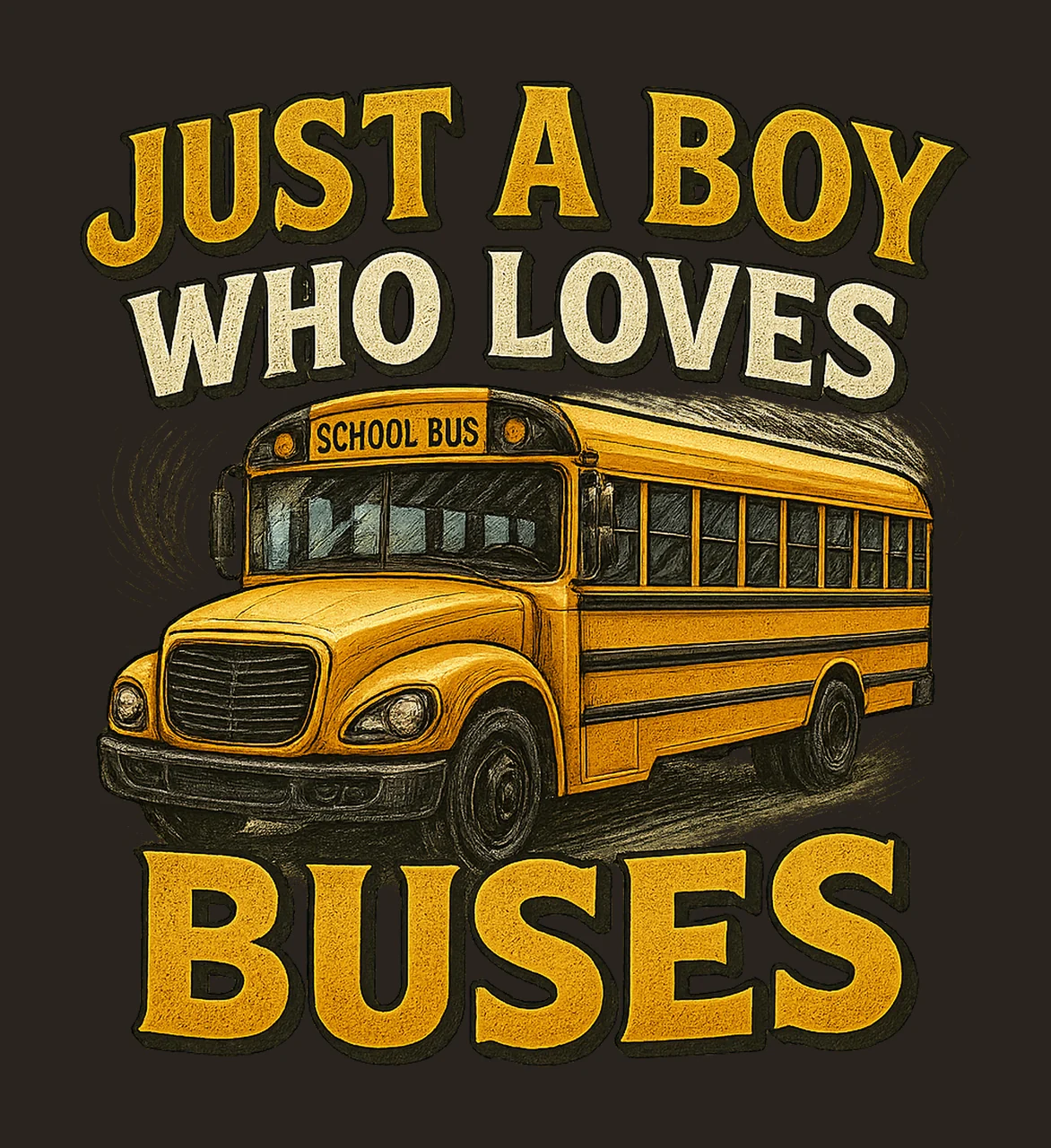 School Bus Just Boy Who Loves Buses Kids Shirt Design Bus contrast preview thumbnail