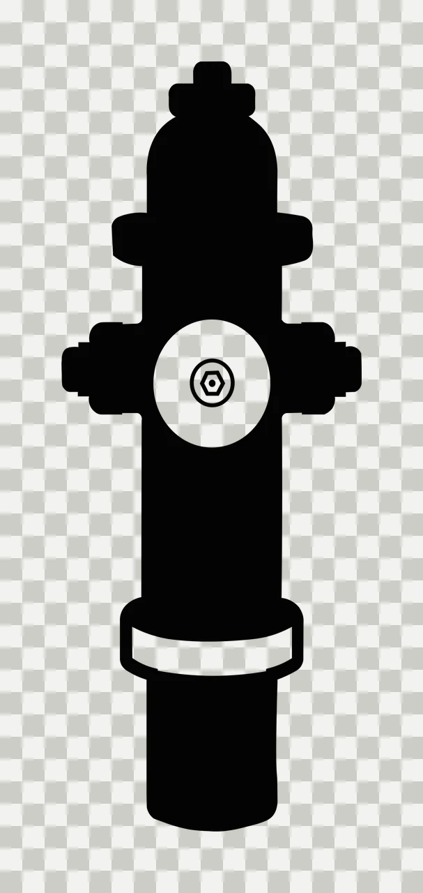 Black Silhouette Of A Fire Hydrant With White nozzle bolt cap transparency and detail preview thumbnail