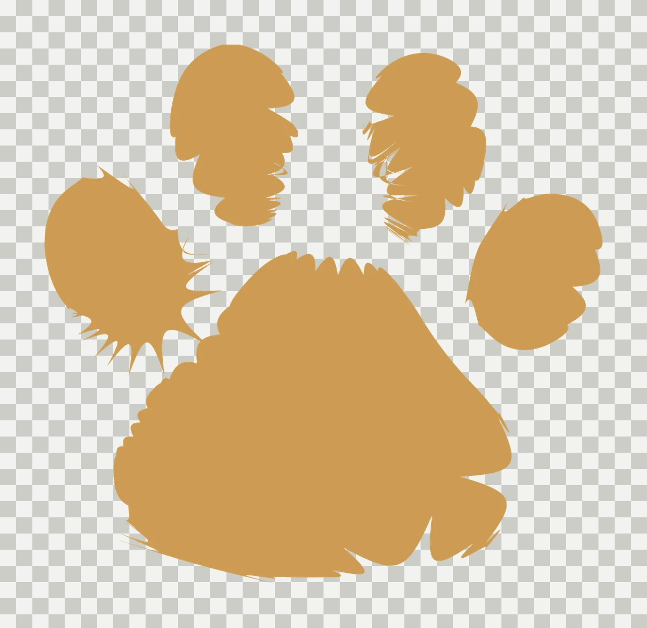 Detailed Animal Paw Print Silhouette static toes pad distressed transparency and detail preview thumbnail