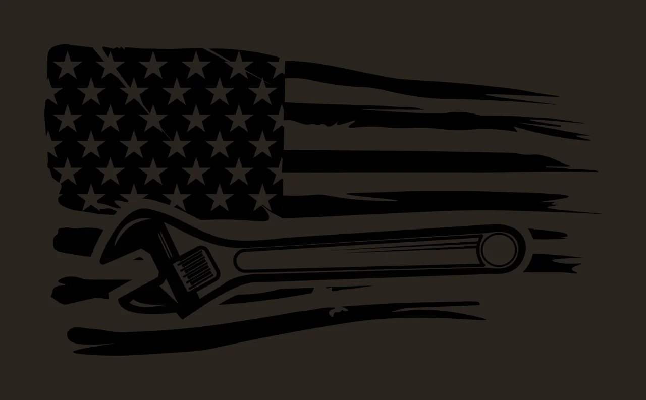 Adjustable Wrench And American Flag Silhouette stars stripes contrast preview thumbnail
