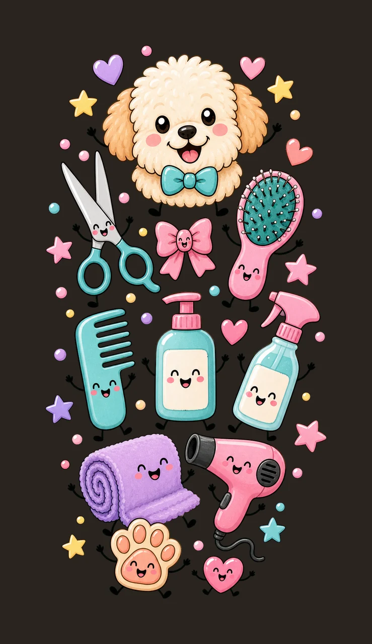 Dog Groomer Pet Groomer Design Doodle Style Dog Variation E contrast preview thumbnail